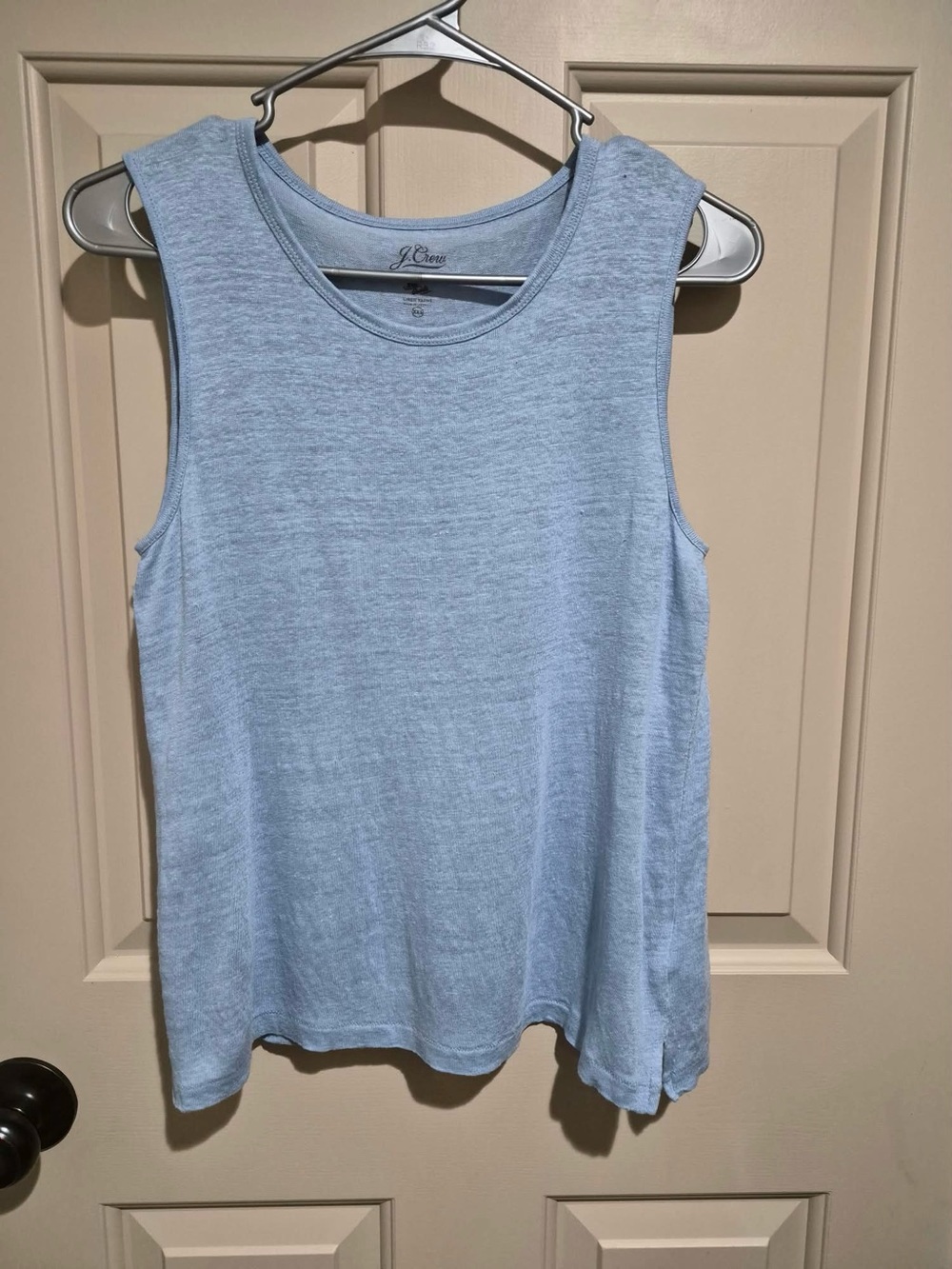 J. Crew Linen Pale Blue Ribbed Crewneck Tank